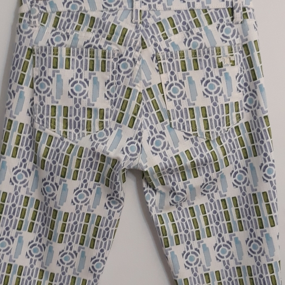 Tory Burch Alexa Cropped Skinny Jeans Blue White - Picture 5 of 8